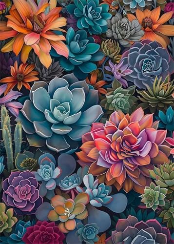 Puzzle 1000 Teile EIN Herausforderndes Rätsel Pädagogisches Spielzeug Geschenke Klassische Blühende Sukkulenten Puzzles Für Erwachsene,Jigsaw Puzzle für Die Ganze Familie 75x50 cm von Lituor