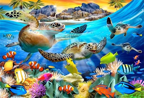 Puzzle 1000 Teile EIN Herausforderndes Rätsel Pädagogisches Spielzeug Geschenke Klassische Meeresschildkröten-Tierlandschaft Puzzles Für Erwachsene,Jigsaw Puzzle für Die Ganze Familie 75x50 cm von Lituor