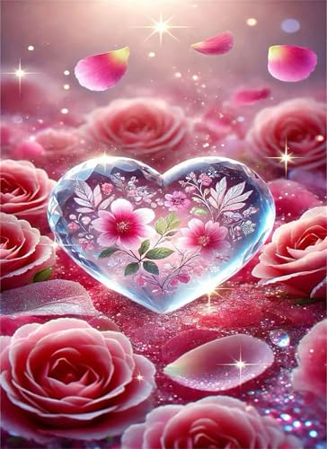Puzzle 1000 Teile EIN Herausforderndes Rätsel Pädagogisches Spielzeug Geschenke Klassische Rosa Rosen Herz Puzzles Für Erwachsene,Jigsaw Puzzle für Die Ganze Familie 75x50 cm von Lituor