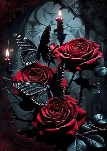 Puzzle 1000 Teile EIN Herausforderndes Rätsel Pädagogisches Spielzeug Geschenke Klassische Rose Blume Schmetterling Puzzles Für Erwachsene,Jigsaw Puzzle für Die Ganze Familie 75x50 cm von Lituor