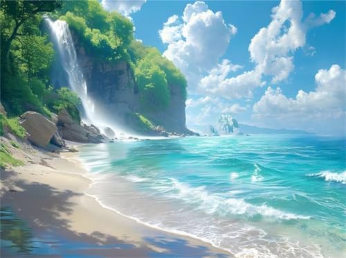 Puzzle 1000 Teile EIN Herausforderndes Rätsel Pädagogisches Spielzeug Geschenke Klassische Wasserfall-Meereslandschaft Puzzles Für Erwachsene,Jigsaw Puzzle für Die Ganze Familie 75x50 cm von Lituor