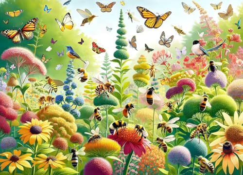 Puzzle 1000 Teile Erwachsene Frühlingsblumen Bienen,Klassische Jigsaw Puzzles 75x50 cm,Geschicklichkeitsspiel für die Ganze Familie, Puzzle Farbenfrohes Legespiel Home Dekoration von Lituor