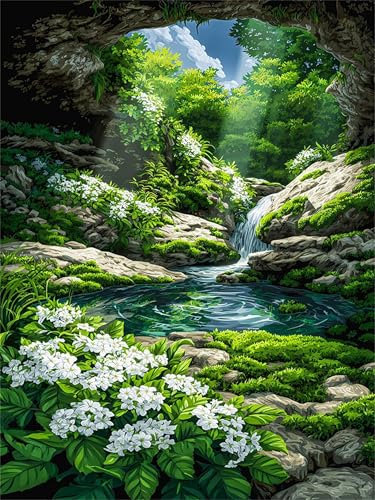 Puzzle 1000 Teile Erwachsene Höhlenblumensee,Klassische Jigsaw Puzzles 75x50 cm,Geschicklichkeitsspiel für die Ganze Familie, Puzzle Farbenfrohes Legespiel Home Dekoration von Lituor
