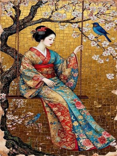 Puzzle 1000 Teile Erwachsene Japanische Swing-Frau,Klassische Jigsaw Puzzles 75x50 cm,Geschicklichkeitsspiel für die Ganze Familie, Puzzle Farbenfrohes Legespiel Home Dekoration von Lituor