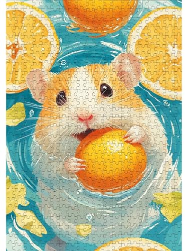 Puzzle 1000 Teile Erwachsene Oranges Meerschweinchen,Klassische Jigsaw Puzzles 75x50 cm,Geschicklichkeitsspiel für die Ganze Familie, Puzzle Farbenfrohes Legespiel Home Dekoration von Lituor