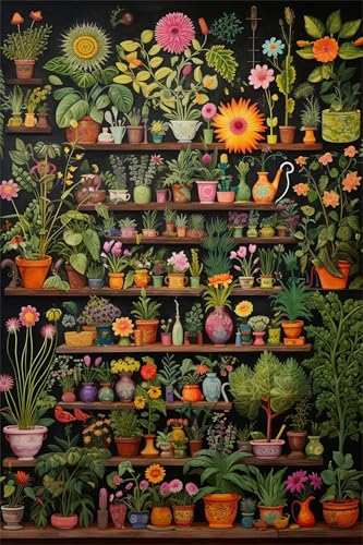 Puzzle 1000 Teile Erwachsene Topfpflanzenregal,Klassische Jigsaw Puzzles 75x50 cm,Geschicklichkeitsspiel für die Ganze Familie, Puzzle Farbenfrohes Legespiel Home Dekoration von Lituor