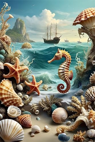 Puzzle 120 Teile,Puzzle für Erwachsene,EIN Herausforderndes Rätsel,Puzzles 120 Teile Erwachsene,Puzzlespiele Für Die Ganze Familie Geschenke,Ozean Muschel Seepferdchen von Lituor