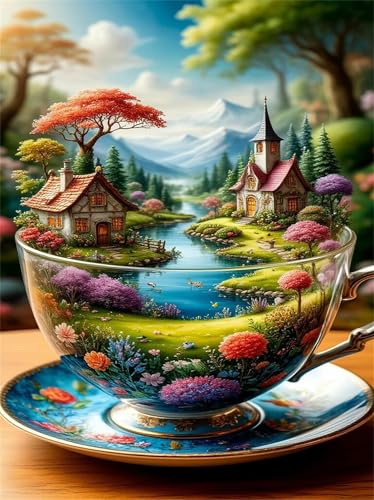 Puzzle 120 Teile,Puzzle für Erwachsene,EIN Herausforderndes Rätsel,Puzzles 120 Teile Erwachsene,Puzzlespiele Für Die Ganze Familie Geschenke,Tasse Landschaft Cottage von Lituor