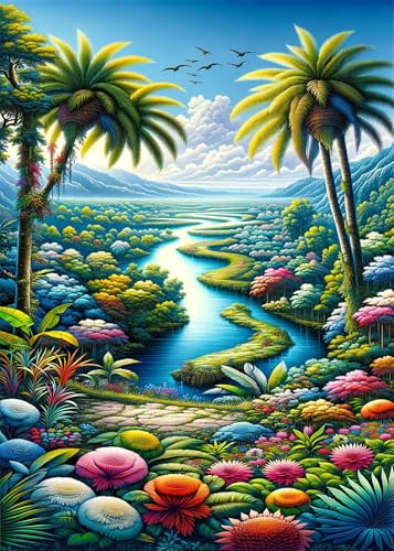 Puzzle 120 Teile,Puzzle für Erwachsene,EIN Herausforderndes Rätsel,Puzzles 120 Teile Erwachsene,Puzzlespiele Für Die Ganze Familie Geschenke,Tropische Landschaftsblumen von Lituor