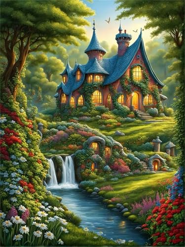 Puzzle 120 Teile EIN Herausforderndes Rätsel Pädagogisches Spielzeug Geschenke Klassische Wald-Cartoon-Hütte Puzzles Für Erwachsene,Jigsaw Puzzle für Die Ganze Familie 25x20 cm von Lituor