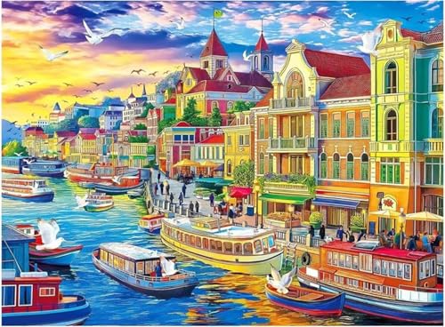 Puzzle 1200 Teile,Puzzle für Erwachsene,EIN Herausforderndes Rätsel,Puzzles 1200 Teile Erwachsene,Puzzlespiele Für Die Ganze Familie Geschenke,Farbenfroher Hafen von Amsterdam von Lituor