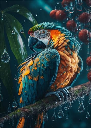 Puzzle 1200 Teile EIN Herausforderndes Rätsel Pädagogisches Spielzeug Geschenke Klassische Regentag-Papagei Puzzles Für Erwachsene,Jigsaw Puzzle für Die Ganze Familie 75x50 cm von Lituor