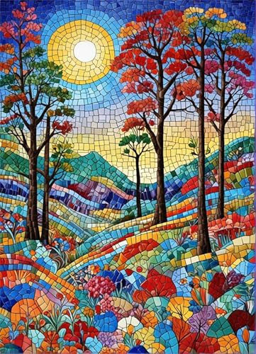 Puzzle 150 Teile,Puzzle für Erwachsene,EIN Herausforderndes Rätsel,Puzzles 150 Teile Erwachsene,Puzzlespiele Für Die Ganze Familie Geschenke,Buntglas-Wälder von Lituor