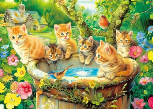 Puzzle 150 Teile,Puzzle für Erwachsene,EIN Herausforderndes Rätsel,Puzzles 150 Teile Erwachsene,Puzzlespiele Für Die Ganze Familie Geschenke,Hauskatzen Blumen von Lituor