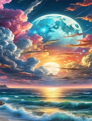 Puzzle 150 Teile,Puzzle für Erwachsene,EIN Herausforderndes Rätsel,Puzzles 150 Teile Erwachsene,Puzzlespiele Für Die Ganze Familie Geschenke,Mond Wolken Meer von Lituor