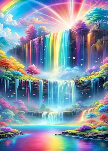 Puzzle 150 Teile,Puzzle für Erwachsene,EIN Herausforderndes Rätsel,Puzzles 150 Teile Erwachsene,Puzzlespiele Für Die Ganze Familie Geschenke,Regenbogen-Wasserfall-Landschaft von Lituor