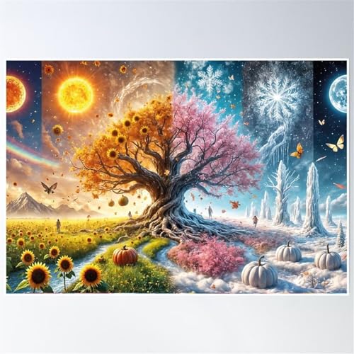 Puzzle 150 Teile,Puzzle für Erwachsene,EIN Herausforderndes Rätsel,Puzzles 150 Teile Erwachsene,Puzzlespiele Für Die Ganze Familie Geschenke,Vier Jahreszeiten Landschaft von Lituor