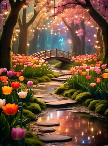 Puzzle 150 Teile,Puzzle für Erwachsene,EIN Herausforderndes Rätsel,Puzzles 150 Teile Erwachsene,Puzzlespiele Für Die Ganze Familie Geschenke,Woods Tulip Road Bridge von Lituor
