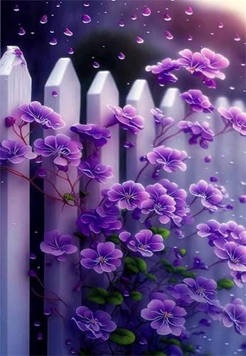 Puzzle 150 Teile,Puzzle für Erwachsene,EIN Herausforderndes Rätsel,Puzzles 150 Teile Erwachsene,Puzzlespiele Für Die Ganze Familie Geschenke,Zaun Lila Blumen von Lituor