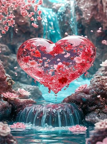 Puzzle 150 Teile EIN Herausforderndes Rätsel Pädagogisches Spielzeug Geschenke Klassische Blumenherz-Wasserfall Puzzles Für Erwachsene,Jigsaw Puzzle für Die Ganze Familie 35x25 cm von Lituor