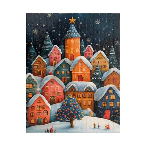 Puzzle 150 Teile EIN Herausforderndes Rätsel Pädagogisches Spielzeug Geschenke Klassische Cartoon-Dorf Puzzles Für Erwachsene,Jigsaw Puzzle für Die Ganze Familie 35x25 cm von Lituor