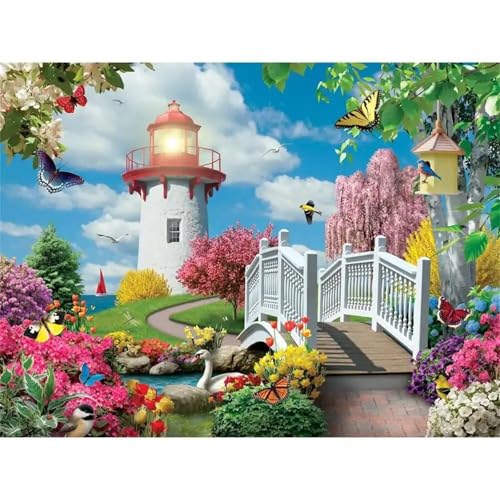 Puzzle 150 Teile EIN Herausforderndes Rätsel Pädagogisches Spielzeug Geschenke Klassische Leuchtturm der Gartenbrücke Puzzles Für Erwachsene,Jigsaw Puzzle für Die Ganze Familie 35x25 cm von Lituor