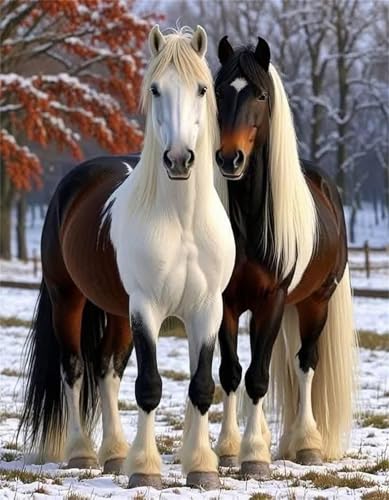 Puzzle 150 Teile EIN Herausforderndes Rätsel Pädagogisches Spielzeug Geschenke Klassische Schneetierpferde Puzzles Für Erwachsene,Jigsaw Puzzle für Die Ganze Familie 35x25 cm von Lituor