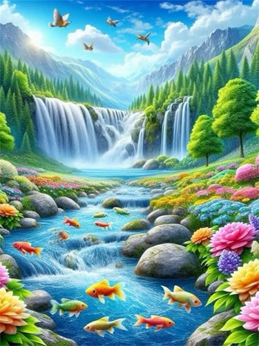 Puzzle 150 Teile EIN Herausforderndes Rätsel Pädagogisches Spielzeug Geschenke Klassische Wasserfall Fluss Koi Puzzles Für Erwachsene,Jigsaw Puzzle für Die Ganze Familie 35x25 cm von Lituor