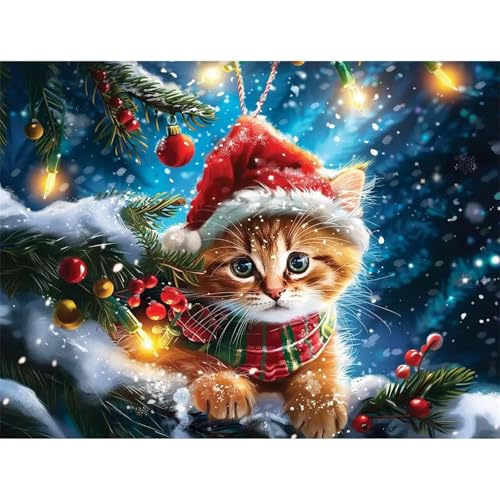Puzzle 150 Teile EIN Herausforderndes Rätsel Pädagogisches Spielzeug Geschenke Klassische Weihnachtskatze Puzzles Für Erwachsene,Jigsaw Puzzle für Die Ganze Familie 35x25 cm von Lituor