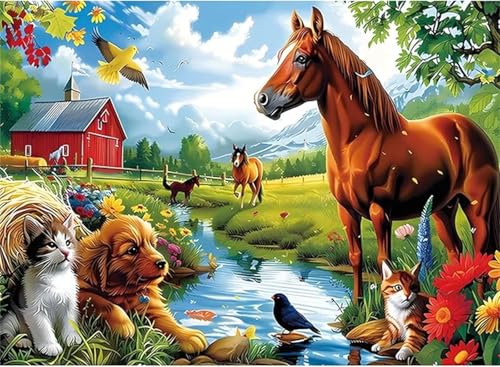 Puzzle 1500 Teile,Puzzle für Erwachsene,EIN Herausforderndes Rätsel,Puzzles 1500 Teile Erwachsene,Puzzlespiele Für Die Ganze Familie Geschenke,Bauernhof Pferde Tiere von Lituor