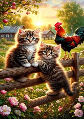 Puzzle 1500 Teile,Puzzle für Erwachsene,EIN Herausforderndes Rätsel,Puzzles 1500 Teile Erwachsene,Puzzlespiele Für Die Ganze Familie Geschenke,Bauernhof Zaun Katze Tier von Lituor