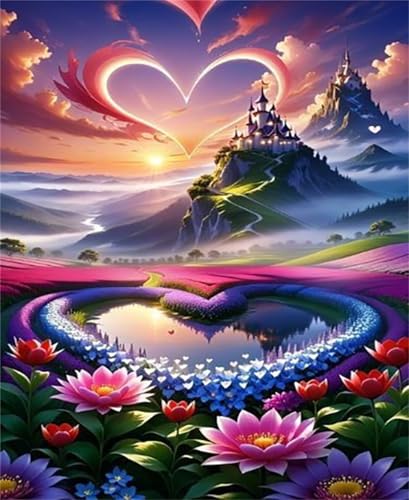 Puzzle 1500 Teile EIN Herausforderndes Rätsel Pädagogisches Spielzeug Geschenke Klassische Liebessee Blumenschloss Puzzles Für Erwachsene,Jigsaw Puzzle für Die Ganze Familie 87x57 cm von Lituor