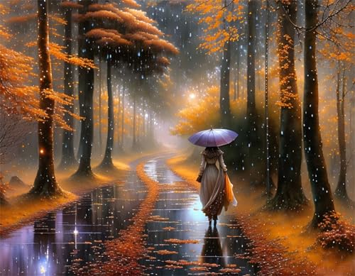 Puzzle 1500 Teile EIN Herausforderndes Rätsel Pädagogisches Spielzeug Geschenke Klassische Regenzeit Wald Straße Mädchen Puzzles Für Erwachsene,Jigsaw Puzzle für Die Ganze Familie 87x57 cm von Lituor