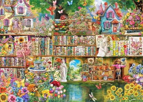 Puzzle 200 Teile,Puzzle für Erwachsene,EIN Herausforderndes Rätsel,Puzzles 200 Teile Erwachsene,Puzzlespiele Für Die Ganze Familie Geschenke,Blumen Bücherregal Landschaft von Lituor