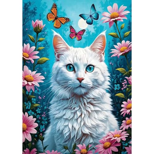 Puzzle 2000 Teile,Puzzle für Erwachsene,EIN Herausforderndes Rätsel,Puzzles 2000 Teile Erwachsene,Puzzlespiele Für Die Ganze Familie Geschenke,Blume Schmetterling Katze von Lituor