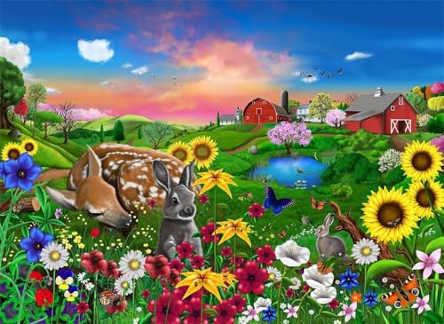 Puzzle 2000 Teile,Puzzle für Erwachsene,EIN Herausforderndes Rätsel,Puzzles 2000 Teile Erwachsene,Puzzlespiele Für Die Ganze Familie Geschenke,Blumen Tiere Bauernhof von Lituor