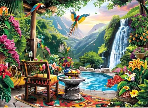 Puzzle 2000 Teile,Puzzle für Erwachsene,EIN Herausforderndes Rätsel,Puzzles 2000 Teile Erwachsene,Puzzlespiele Für Die Ganze Familie Geschenke,Landschaftshof Wasserfall von Lituor