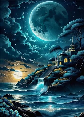 Puzzle 2000 Teile,Puzzle für Erwachsene,EIN Herausforderndes Rätsel,Puzzles 2000 Teile Erwachsene,Puzzlespiele Für Die Ganze Familie Geschenke,Mondschloss Meer von Lituor