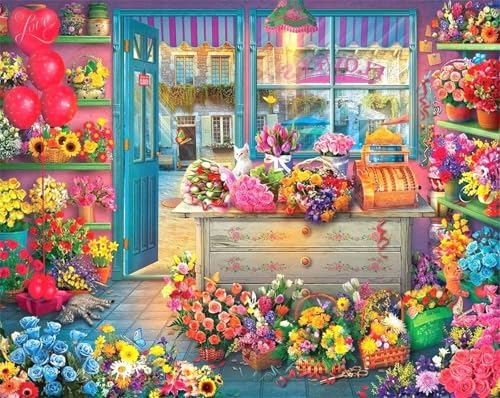 Puzzle 2000 Teile,Puzzle für Erwachsene,EIN Herausforderndes Rätsel,Puzzles 2000 Teile Erwachsene,Puzzlespiele Für Die Ganze Familie Geschenke,Schöner Blumenladen von Lituor