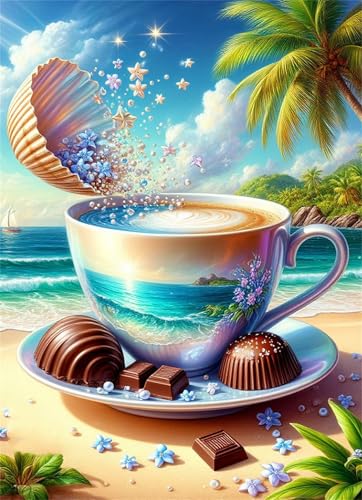Puzzle 2000 Teile,Puzzle für Erwachsene,EIN Herausforderndes Rätsel,Puzzles 2000 Teile Erwachsene,Puzzlespiele Für Die Ganze Familie Geschenke,Strand-Kaffeetassen-Landschaft von Lituor