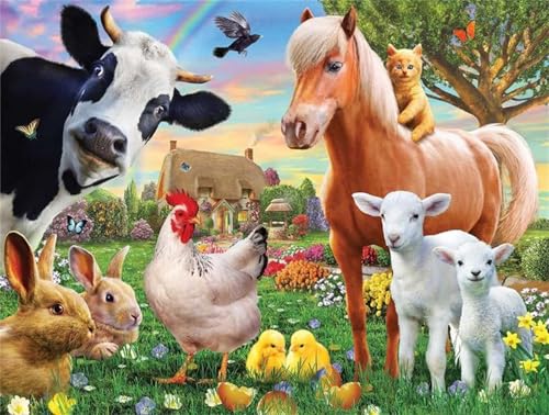 Puzzle 2000 Teile EIN Herausforderndes Rätsel Pädagogisches Spielzeug Geschenke Klassische Kuh Pferd Tier Landschaft Puzzles Für Erwachsene,Jigsaw Puzzle für Die Ganze Familie 100x70 cm von Lituor