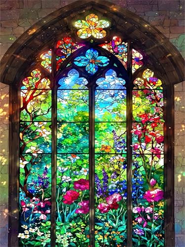 Puzzle 2000 Teile Erwachsene Fenster Bunte Blumen,Klassische Jigsaw Puzzles 100x70 cm,Geschicklichkeitsspiel für die Ganze Familie, Puzzle Farbenfrohes Legespiel Home Dekoration von Lituor
