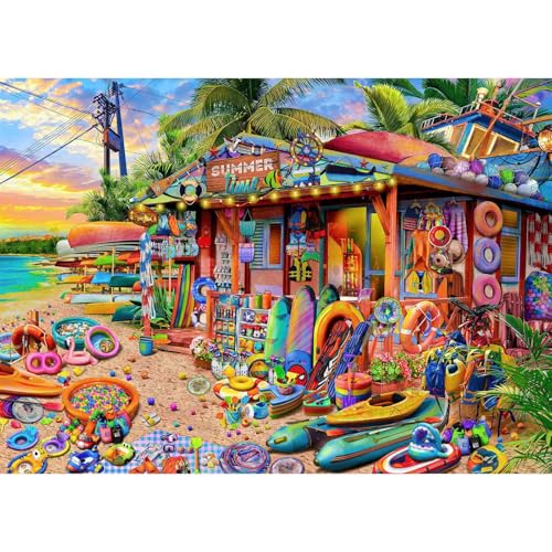 Puzzle 2000 Teile Erwachsene Sommerstrandladen,Klassische Jigsaw Puzzles 100x70 cm,Geschicklichkeitsspiel für die Ganze Familie, Puzzle Farbenfrohes Legespiel Home Dekoration von Lituor