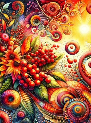 Puzzle 300 Teile EIN Herausforderndes Rätsel Pädagogisches Spielzeug Geschenke Klassische Bunte Früchte Blätter Puzzles Für Erwachsene,Jigsaw Puzzle für Die Ganze Familie 38x26 cm von Lituor