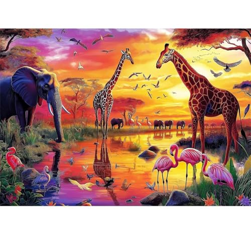 Puzzle 500 Teile,Puzzle für Erwachsene,EIN Herausforderndes Rätsel,Puzzles 500 Teile Erwachsene,Puzzlespiele Für Die Ganze Familie Geschenke,Afrikanische Landschaft Tiere von Lituor
