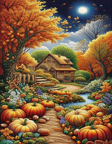 Puzzle 500 Teile,Puzzle für Erwachsene,EIN Herausforderndes Rätsel,Puzzles 500 Teile Erwachsene,Puzzlespiele Für Die Ganze Familie Geschenke,Herbstvilla Kürbis von Lituor