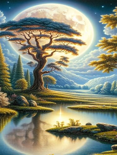 Puzzle 500 Teile,Puzzle für Erwachsene,EIN Herausforderndes Rätsel,Puzzles 500 Teile Erwachsene,Puzzlespiele Für Die Ganze Familie Geschenke,Mondbaumfluss von Lituor