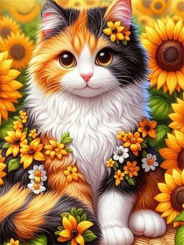 Puzzle 500 Teile,Puzzle für Erwachsene,EIN Herausforderndes Rätsel,Puzzles 500 Teile Erwachsene,Puzzlespiele Für Die Ganze Familie Geschenke,Sonnenblumenkatze von Lituor