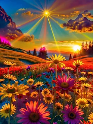 Puzzle 500 Teile,Puzzle für Erwachsene,EIN Herausforderndes Rätsel,Puzzles 500 Teile Erwachsene,Puzzlespiele Für Die Ganze Familie Geschenke,Sonnenuntergang Wildblumen von Lituor