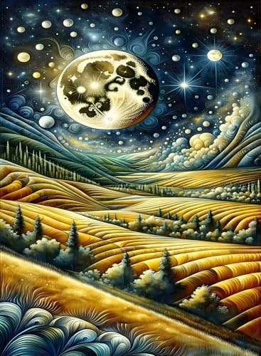 Puzzle 500 Teile EIN Herausforderndes Rätsel Pädagogisches Spielzeug Geschenke Klassische Abstrakte Mondfelder Puzzles Für Erwachsene,Jigsaw Puzzle für Die Ganze Familie 52x38 cm von Lituor